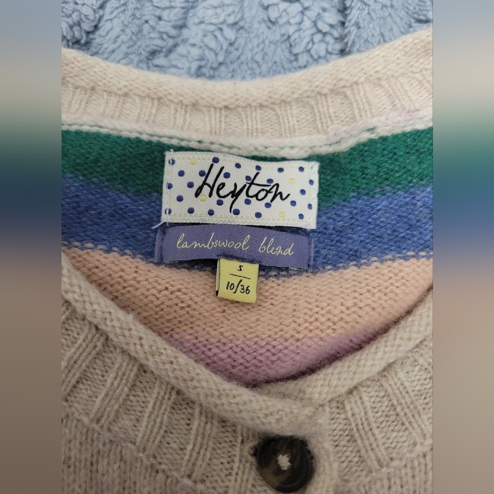 Small Heyton Rainbow Cardigan With Lambswool Blend - Picture 4 of 5